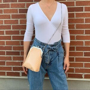 Handmade Genuine Embossed Leather Purse/Push Lock Crossbody/Shoulder bag